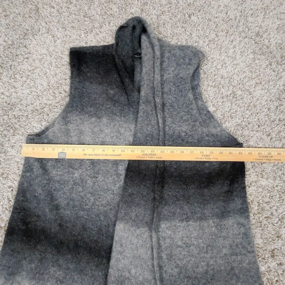 Eileen Fisher Open Cardigan Sweater Womens Large Grey Ombre Mohair Sleeveless